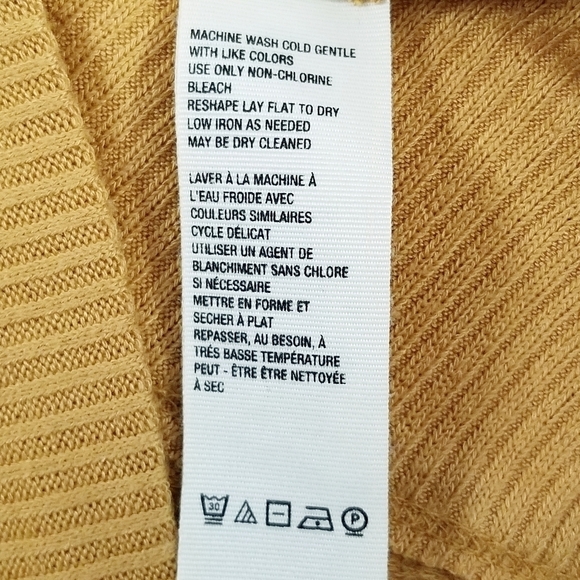 We the Free Yellow Mustard Loose Fit Deep V-neck Waffle Knit Longsleeve Top, S - Picture 9 of 10